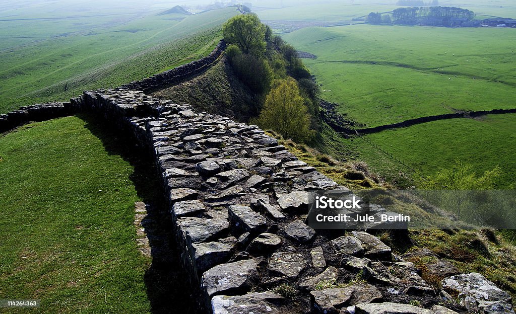 Perspective view of the hadrians wall a part of the ancient Hadrian's wall in northern England Hadrians Wall Stock Photo