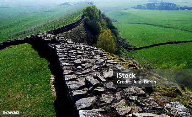Perspective View Of The Hadrians Wall Stock Photo - Download Image Now - Hadrians Wall, Surrounding Wall, Wall - Building Feature