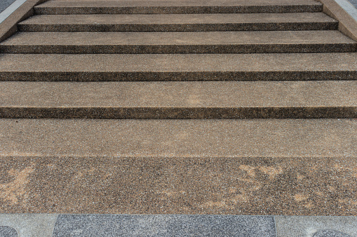 Concrete stairs with rough surface design, wide stairs