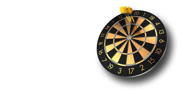 dartboard lustroso dourado isolado no branco - dartboard darts scoreboard leisure games - fotografias e filmes do acervo