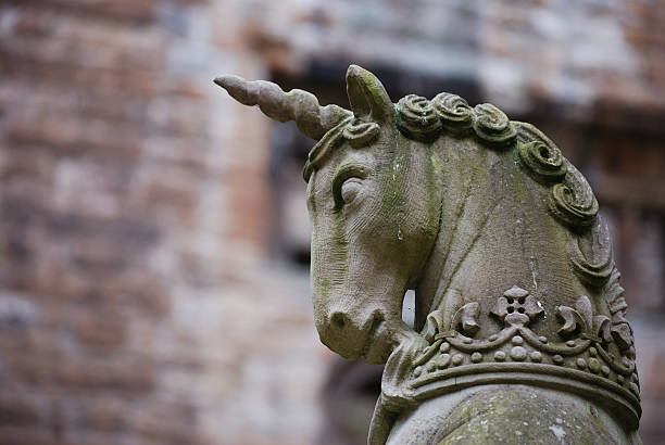 mystical portrait of  medieval Knight with beautiful white stallion, selective focus,hard lighting and very creative color retouching to underline the ancient medieval time,vignetting and possible noise,low key 