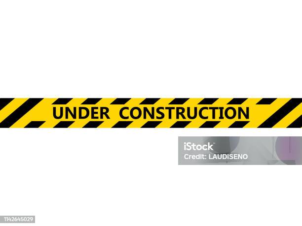 Isolated Under Construction Tape Stock Illustration - Download Image Now - Construction Site, Sign, Barricade Tape