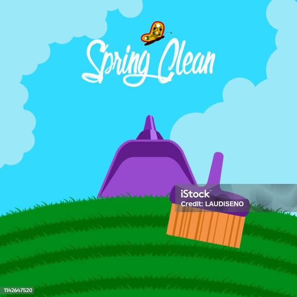 Spring Clean Broom Spring Clean Concept Image Stock Illustration - Download Image Now ...