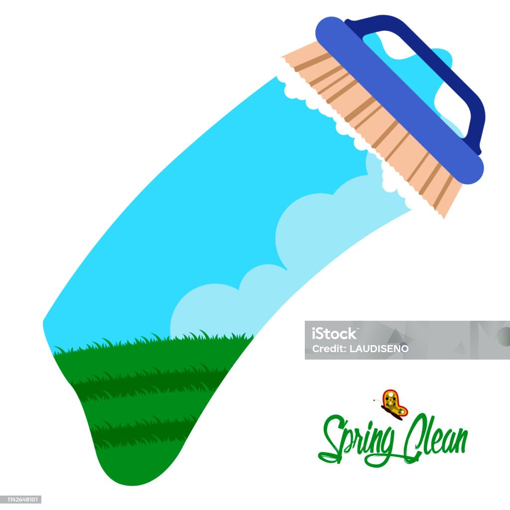 Spring Clean Broom Spring Clean Concept Image Stock Illustration - Download Image Now ...