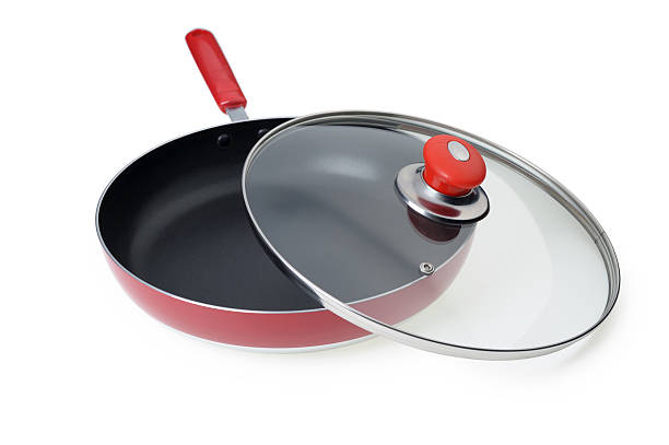 istock Frying pan with the slightly opened glass cover 114264811