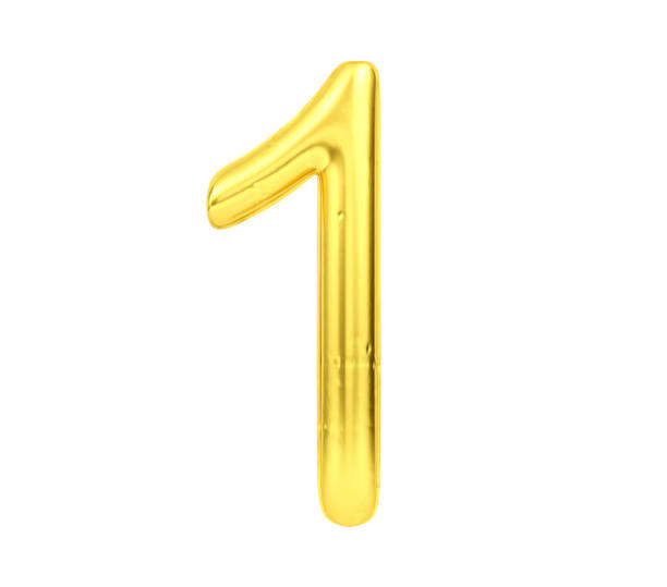 istock Numeral 1, Golden balloon number one isolated on white background, 3D Rendering 1142650991