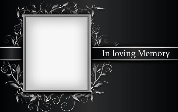 Mourning card standard size with photo frame isolated on grey background Mourning card standard size with photo frame isolated on grey background eps 10 church borders stock illustrations