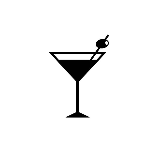 ilustraciones, imágenes clip art, dibujos animados e iconos de stock de icono de cóctel aislado sobre fondo blanco - martini