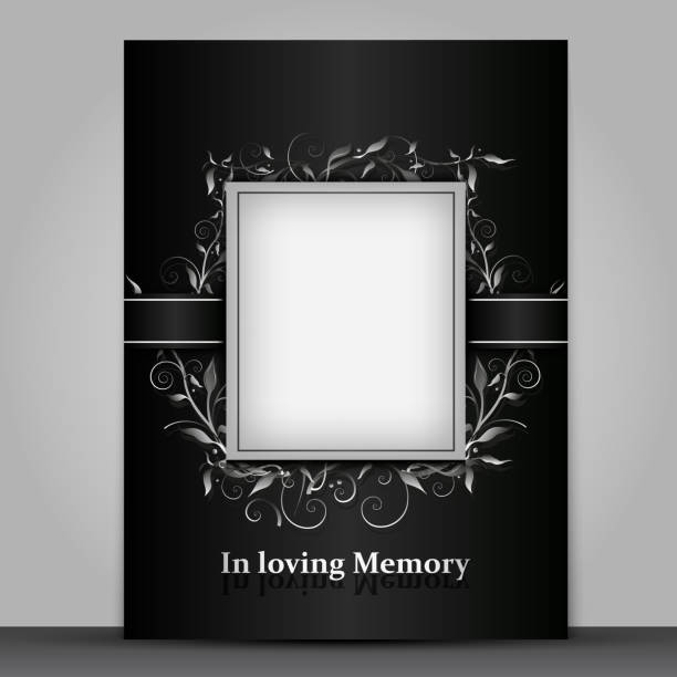 Mourning card with photo frame and 3d floral effect Mourning card with photo frame and 3d floral effect  eps 10 memorial event photos stock illustrations