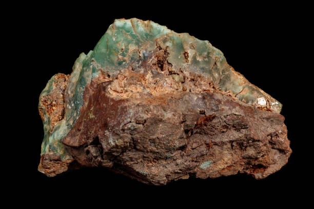 istock Macro of a stone Chrysoprase mineral on a black background 1142654088