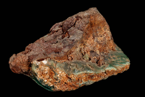 istock Macro of a stone Chrysoprase mineral on a black background 1142654621