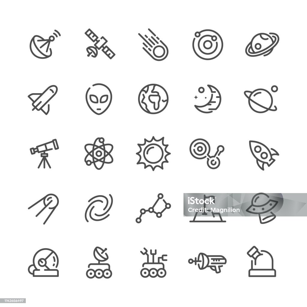 Outer Space Icons Set Outer Space vector icons set. Icon Symbol stock vector