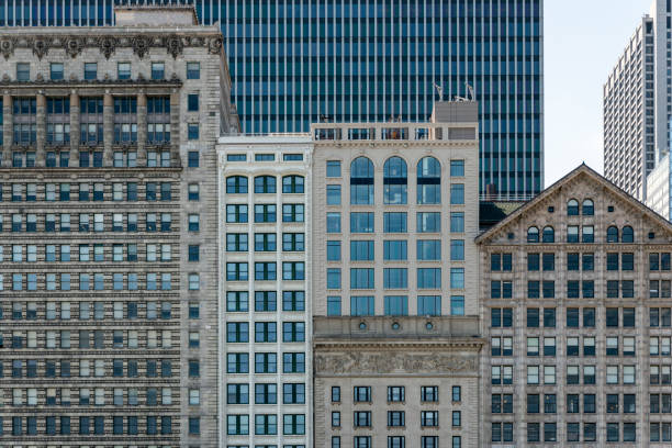 Classical buildings on Michigan Avenue, Chicago stock photo