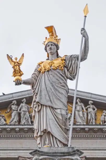 Fragment of the Pallas Athena  in front of the Austrian Parliament building