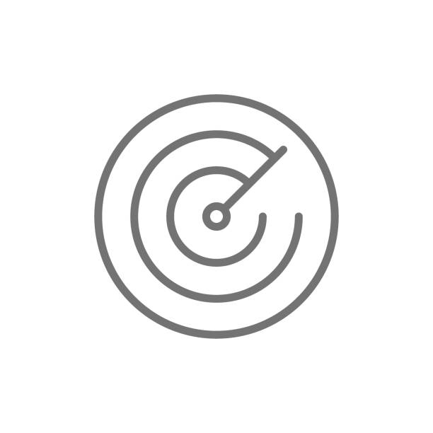 Radar screen, GPS map location line icon. Vector radar screen, GPS map location, geolocation line icon. Symbol and sign illustration design. Isolated on white background flight radar screen stock illustrations