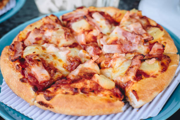 istock Hawaiian pizza, Hawaiian pizza with ham and pineapple 1142660216