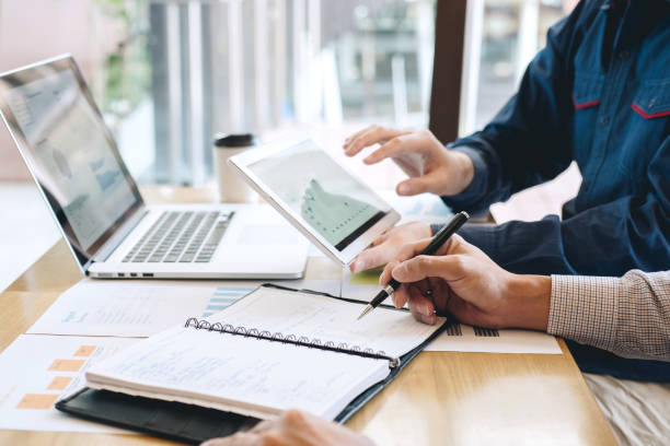 istock Professional Business casual partner discussing ideas plan and presentation project at meeting working and analysis at workspace office, financial and investment concept 1142660313