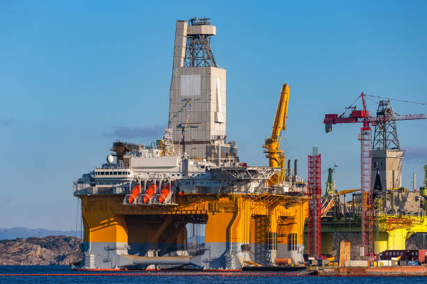 istock Oil platforms under maintenance near Bergen, Norway. 1142661200