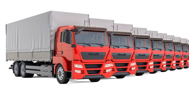 a multitude of trucks occupies a parking lot