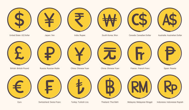 illustrations, cliparts, dessins animés et icônes de illustration d’icônes de symbole de devise du monde au format vectoriel - swiss francs illustrations