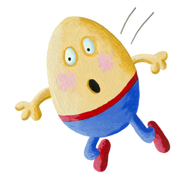 ilustrações de stock, clip art, desenhos animados e ícones de acrylic illustration of surprised humpty dumpty had a great fall. - humpty dumpty