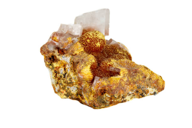 istock Macro stone Orpiment mineral on white background 1142666135