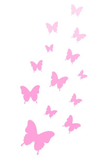Butterflies isolated on white background. Butterflies trail. Butterfly background. Vector Butterflies isolated on white background. Butterflies trail. Butterfly background. Vector illustration butterfly tattoo stencil stock illustrations