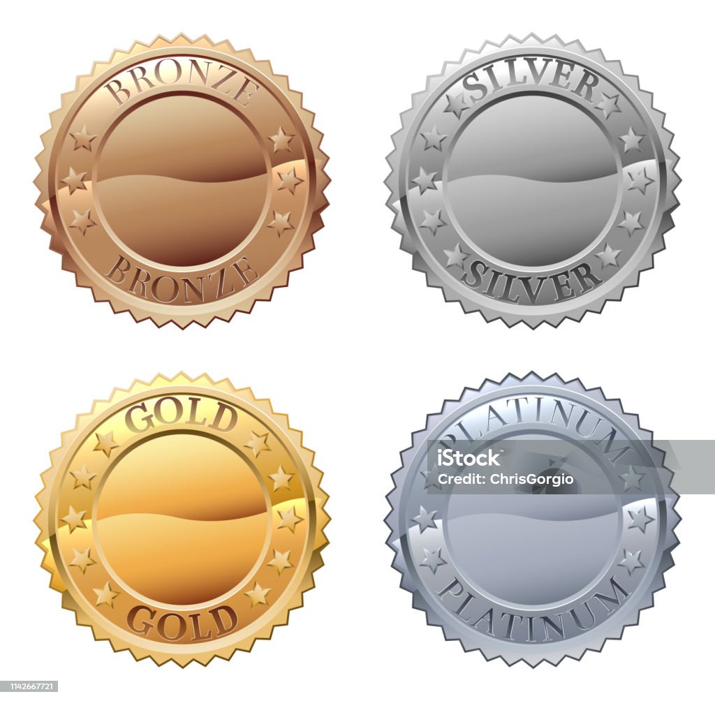 Medailles icon set - Royalty-free Platina vectorkunst