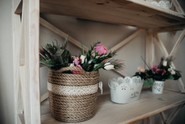 istock Wedding flower and wood hand made decorations 1142667748