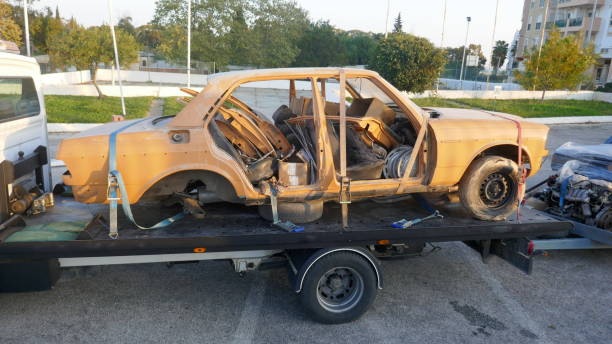istock Defective car on a tow truck 1142668440