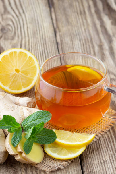 istock A glass cup of tea with lemon, mint and ginger 1142669657