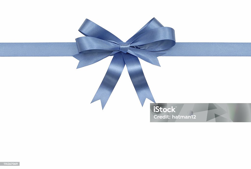 Shiny blue ribbon vector tied in a bow Hand tied gift ribbon and bow in thin blue satin.  Alternative version of this blue ribbon shown below: Birthday Stock Photo