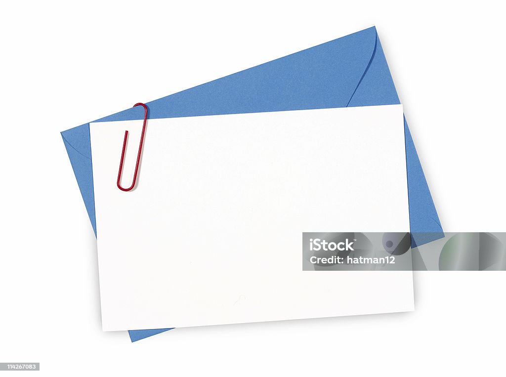 Blank message ou une invitation carte avec enveloppe bleu - Photo de Angle libre de droits