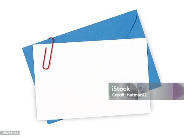 Blank Message Or Invitation Card With Blue Envelope Stock Photo - Download Image Now