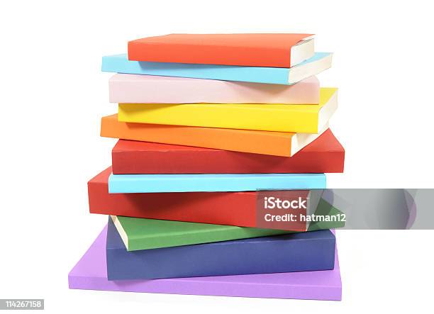 Taschenbuch Untidy Stapel Bunten Bücher Stockfoto und mehr Bilder von Gestapelt - Gestapelt, Buch, Buchrücken