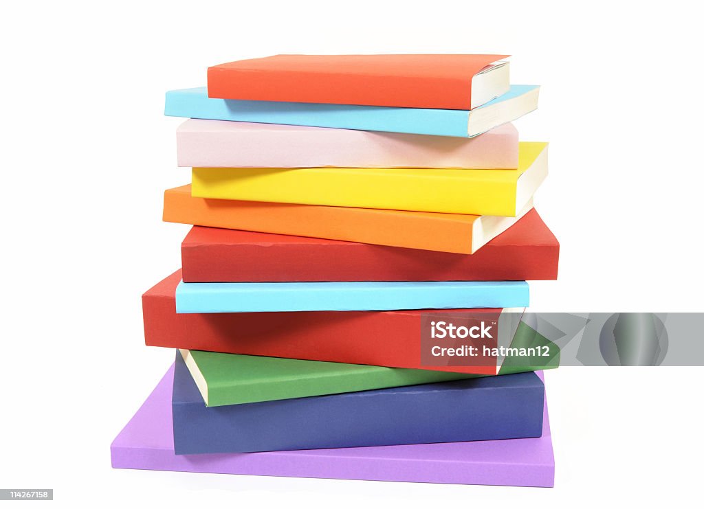 Não harmonioso pilha de livros coloridos Livro de Capa Mole - Foto de stock de Pilha - Arranjo royalty-free