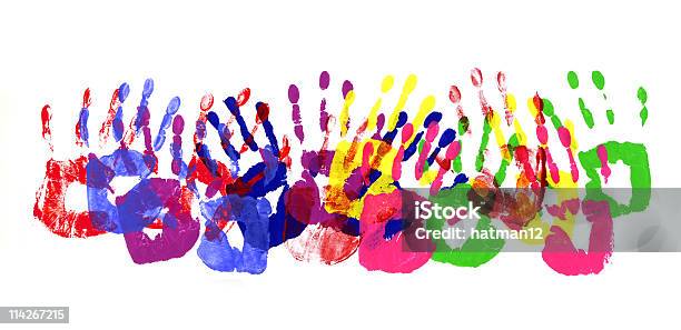 Handprints Multicolor Border Stock Photo - Download Image Now - Abstract, Volunteer, Child