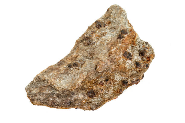 istock Macro stone Garnet mineral in rock on a white background 1142673584