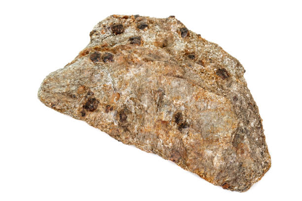istock Macro stone Garnet mineral in rock on a white background 1142674125