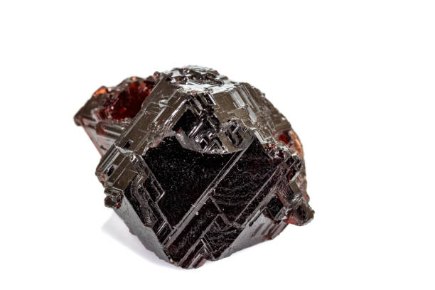 istock Macro stone Garnet mineral in rock on a white background 1142674177