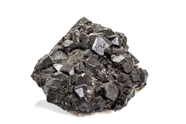 istock Macro stone mineral Melanite on a white background 1142674599