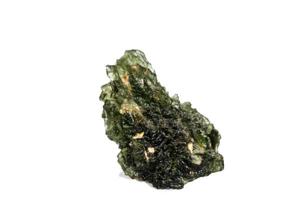 istock Macro stone mineral meteorite tektite on white background 1142674800