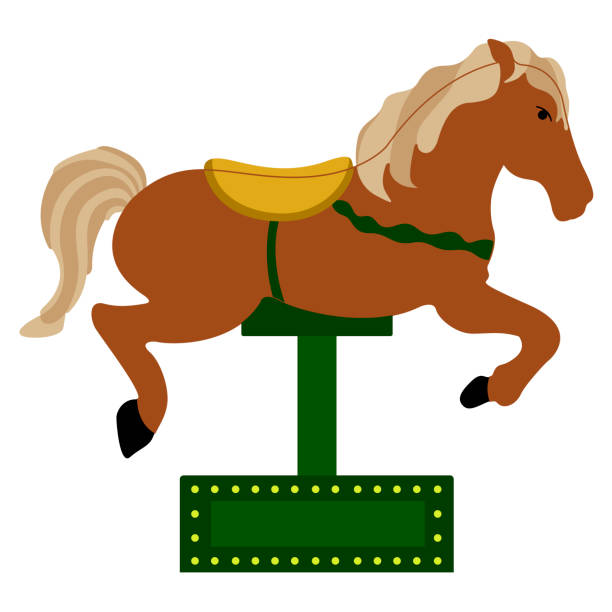 изолированные карусели лошадь значок - carnival park clip art wheel stock illustrations