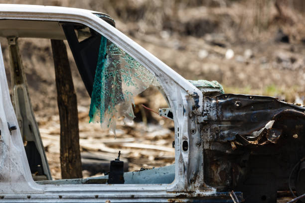 istock Car dump, junk yard outdated cars 1142675748