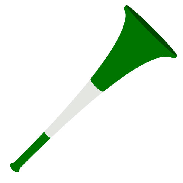 illustrazioni stock, clip art, cartoni animati e icone di tendenza di icona di vuvuzela di calcio isolata - vuvuzela