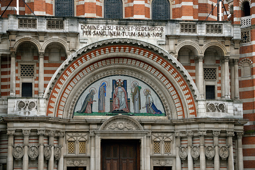 London/UK - October 19 2013: The entrance of the Westminster Cathedral.