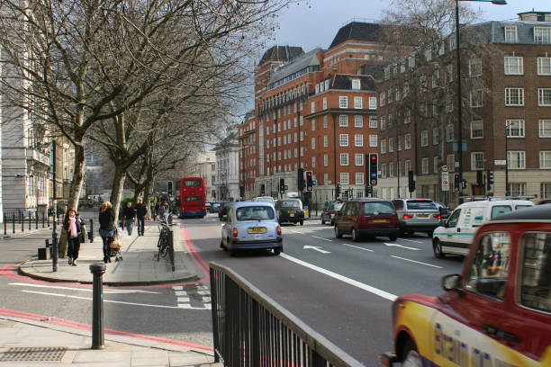 London/UK - March 11 2006: People and traffic on Marylebone Road