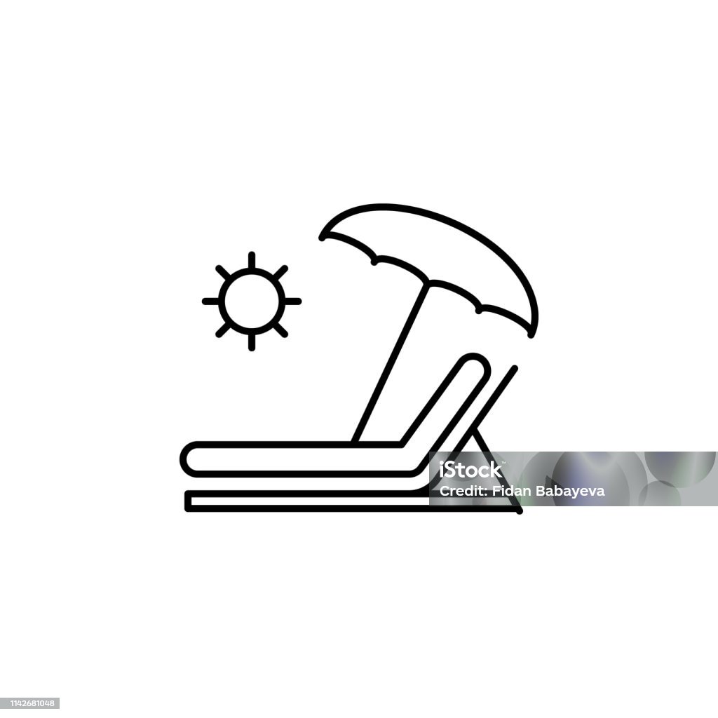 sunbed, umbrella icon. Element of travel illustration. Signs and symbols can be used for web, logo, mobile app, UI, UX sunbed, umbrella icon. Element of travel illustration. Signs and symbols can be used for web, logo, mobile app, UI, UX on white background Lounge Chair stock vector