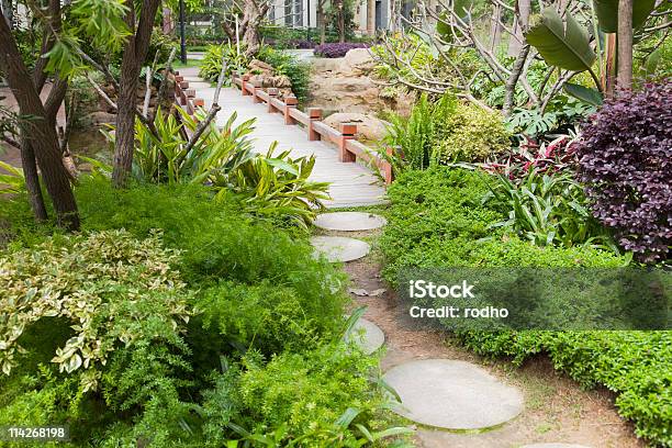 Foootbridge Im Garten Stockfoto und mehr Bilder von Ast - Pflanzenbestandteil - Ast - Pflanzenbestandteil, Baum, Bauwerk