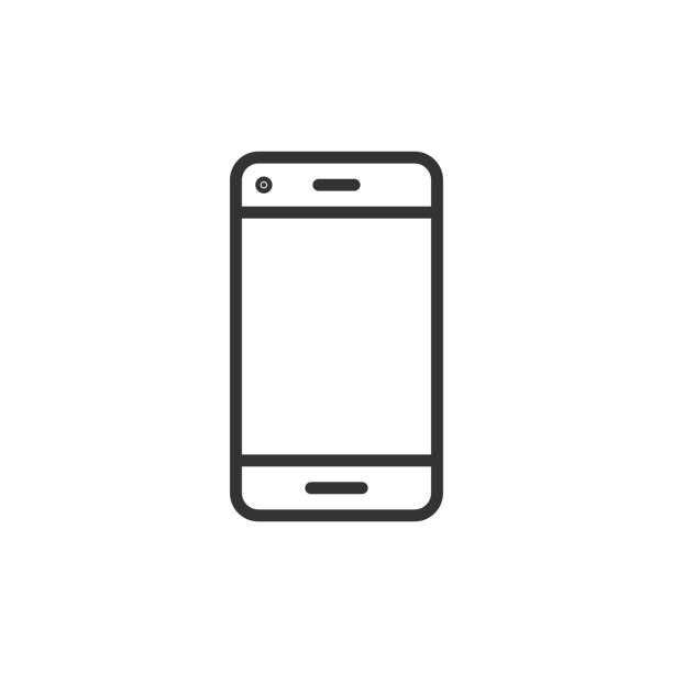 ilustraciones, imágenes clip art, dibujos animados e iconos de stock de icono del dispositivo de teléfono en estilo plano. ilustración vectorial de smartphone sobre fondo blanco aislado. concepto de negocio telefónico. - línea telefónica